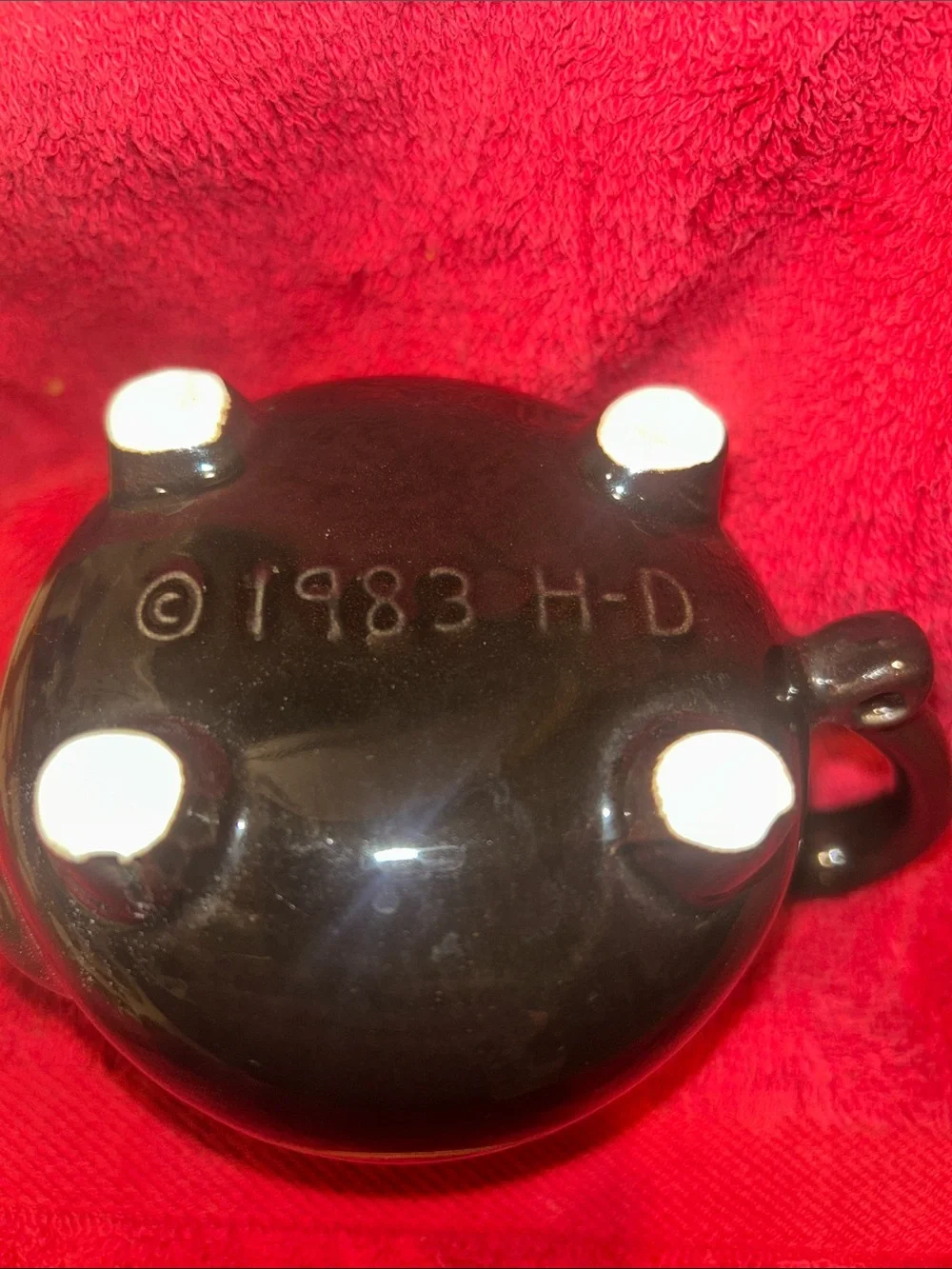 Harley-Davidson Black Hog Glazed Ceramic Mug with Logo 1983